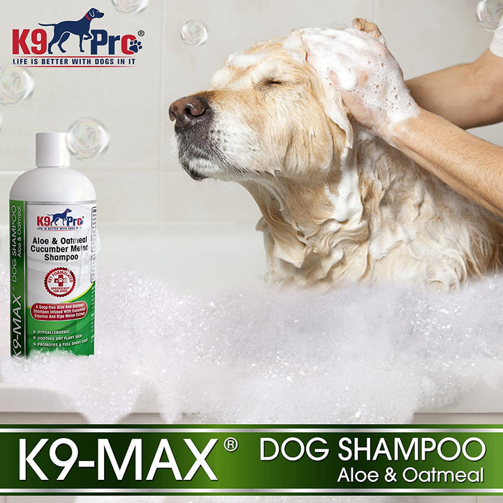 Natural Dog Shampoo Oatmeal & Aloe For Dogs With Allergies And Dry Itchy Sensitive Skin. Best Hypoallergenic Tear Free Medicated Anti Itch Vet Formula  - Soothing Cucumber Essence & Melon Extract - k9pro-store